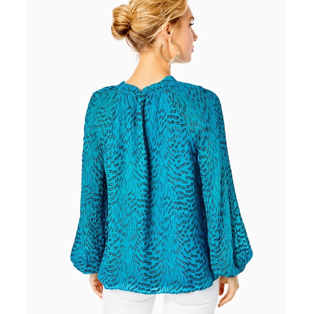 LILLY PULITZER Caline Long Sleeve Silk Top - Picture 3 of 7